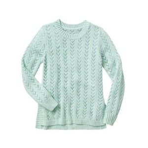 New Gap Girls sweater Knit L 10-11 Cotton soft Jade green metallic